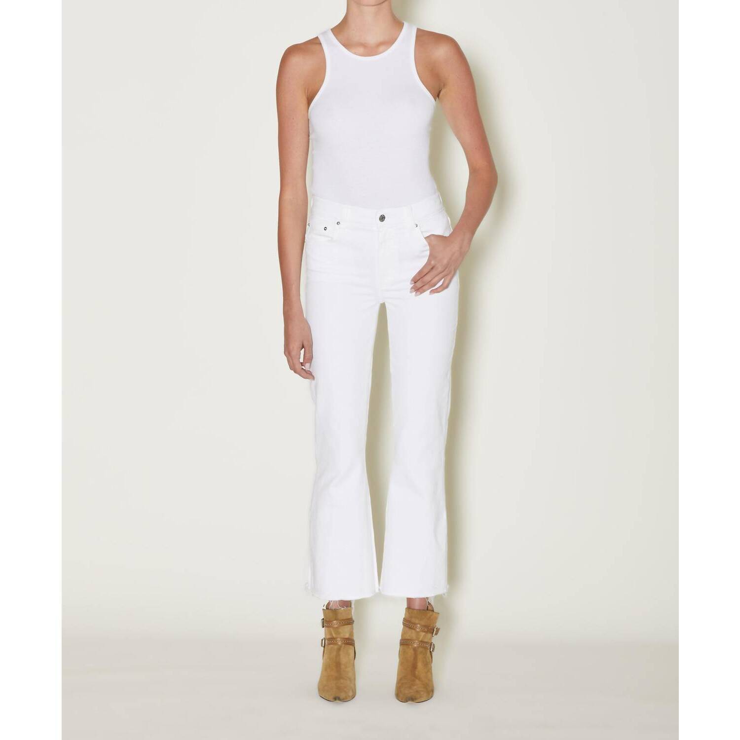 New Le Jean Bella Crop Flare Jeans In White